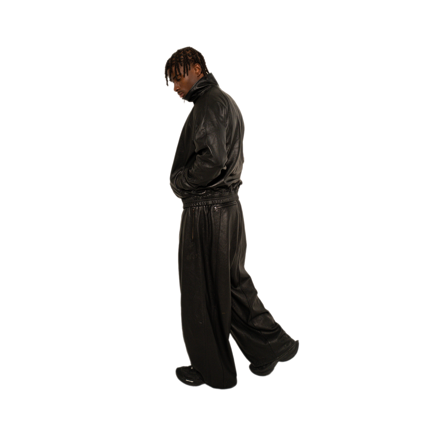 NOIR LEATHER TRACK JACKET