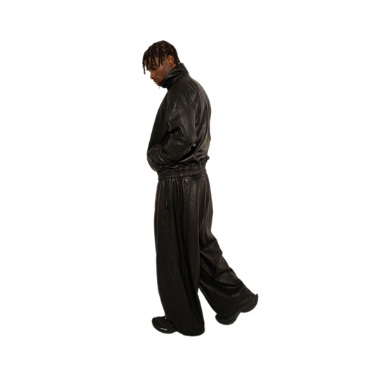 NOIR LEATHER TRACK PANTS