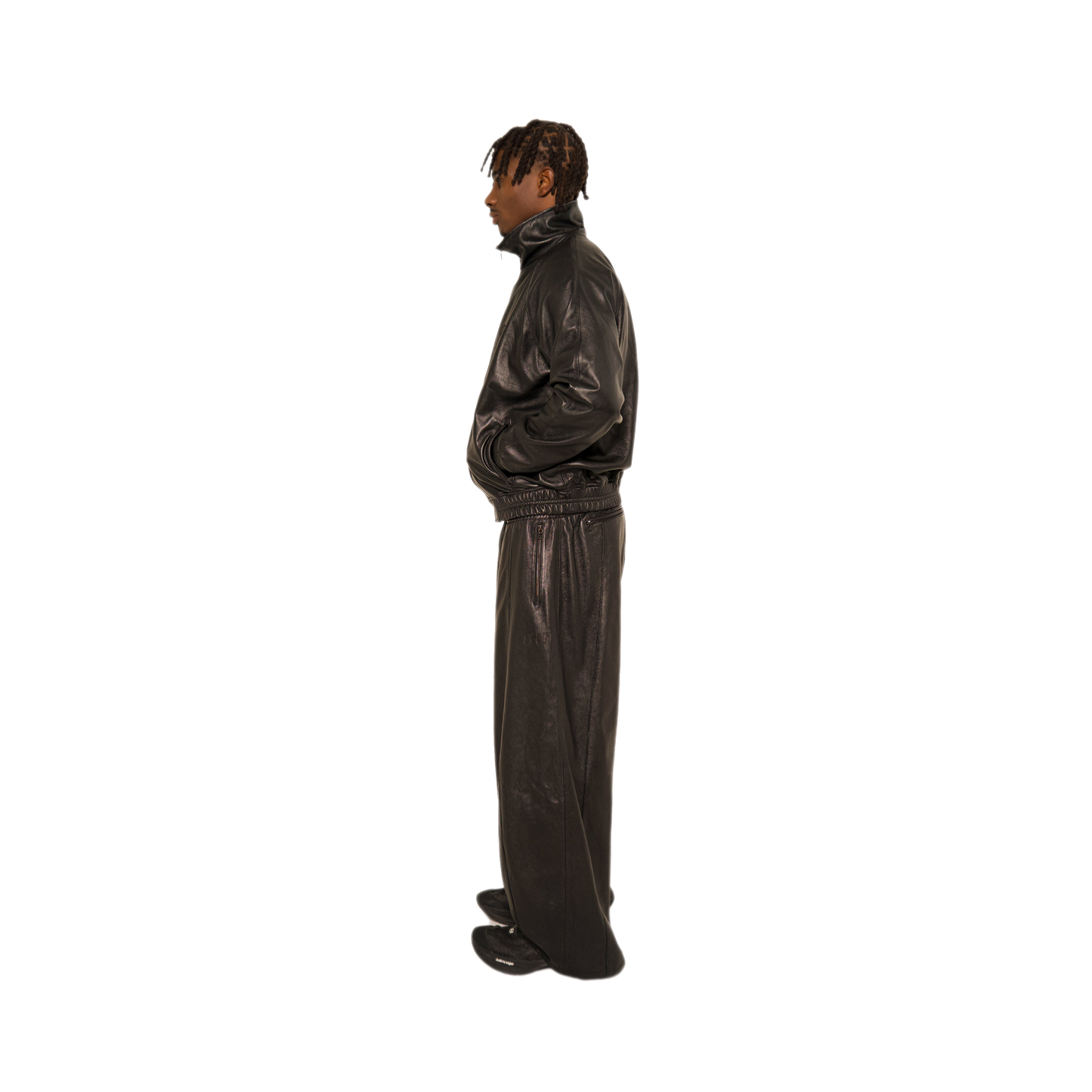 NOIR LEATHER TRACK JACKET