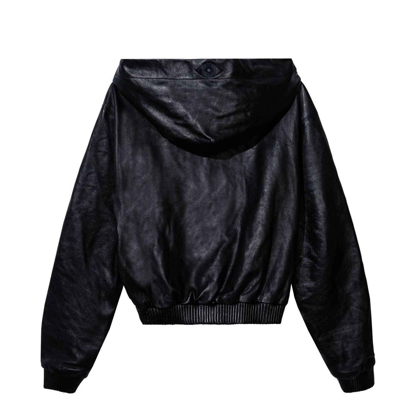 NOIR LEATHER ZIP-UP HOODIE
