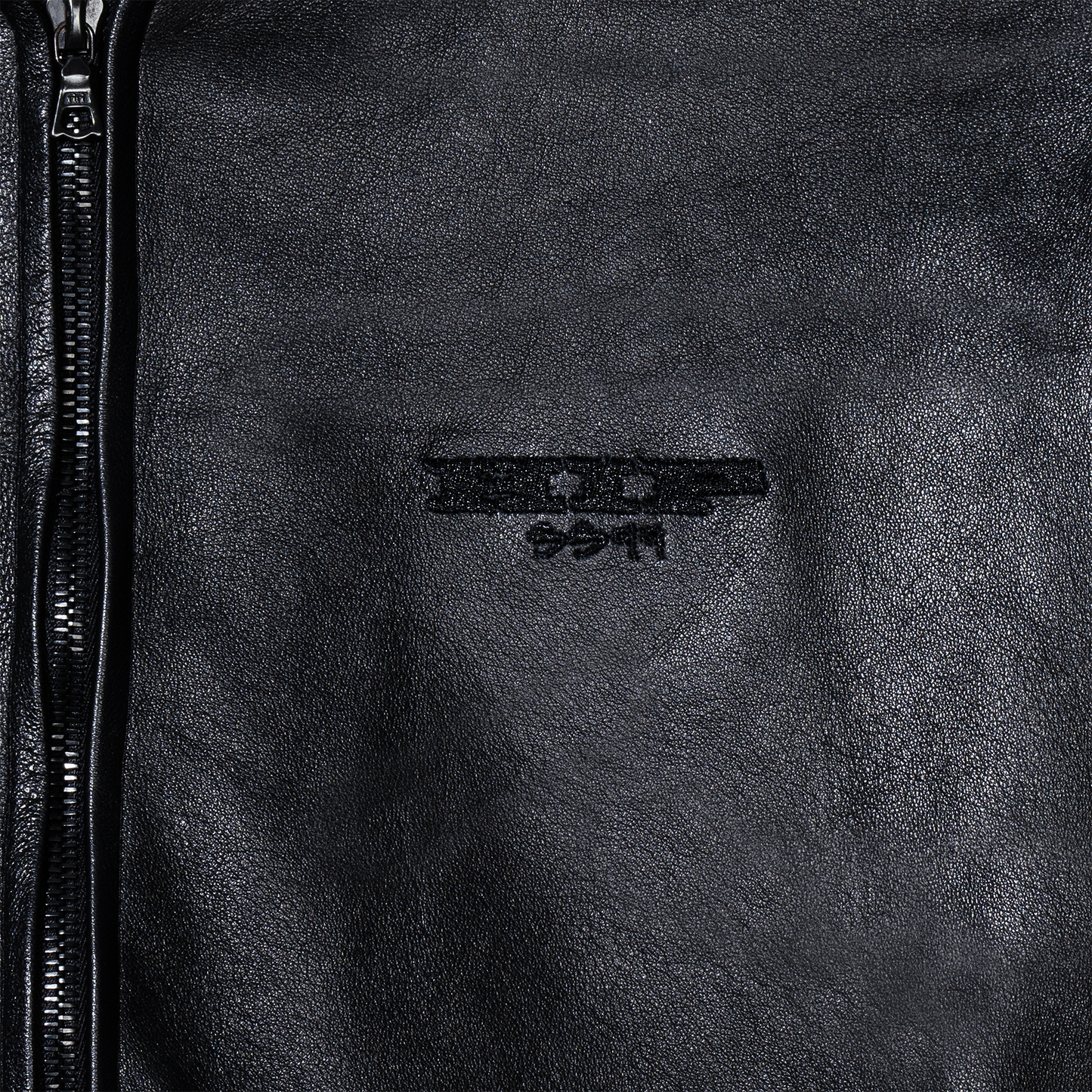 NOIR LEATHER ZIP-UP HOODIE