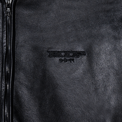 NOIR LEATHER ZIP-UP HOODIE
