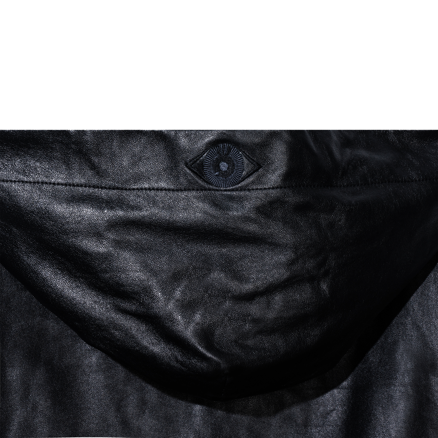NOIR LEATHER ZIP-UP HOODIE