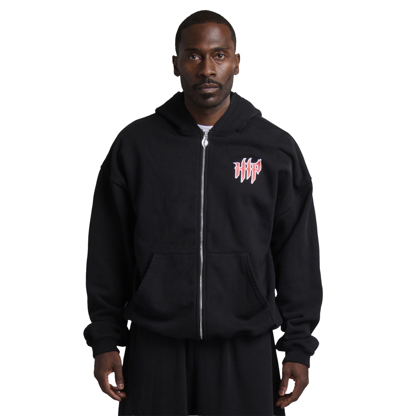 GRUNGE CORE ZIP HOODIE BLACK/RED