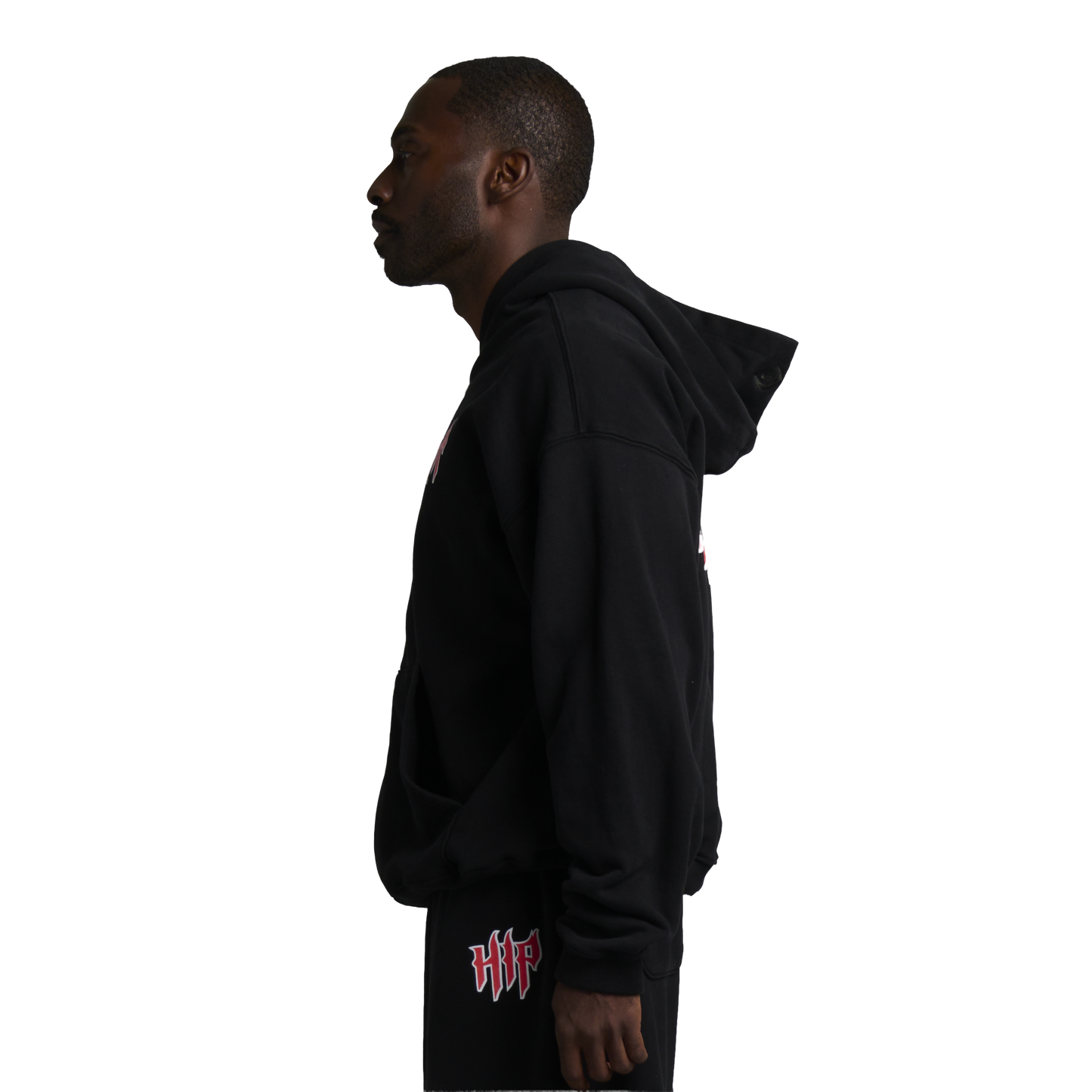 GRUNGE CORE ZIP HOODIE BLACK/RED