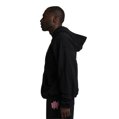 GRUNGE CORE ZIP HOODIE BLACK/RED