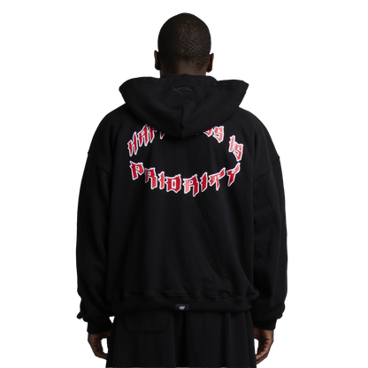 GRUNGE CORE ZIP HOODIE BLACK/RED