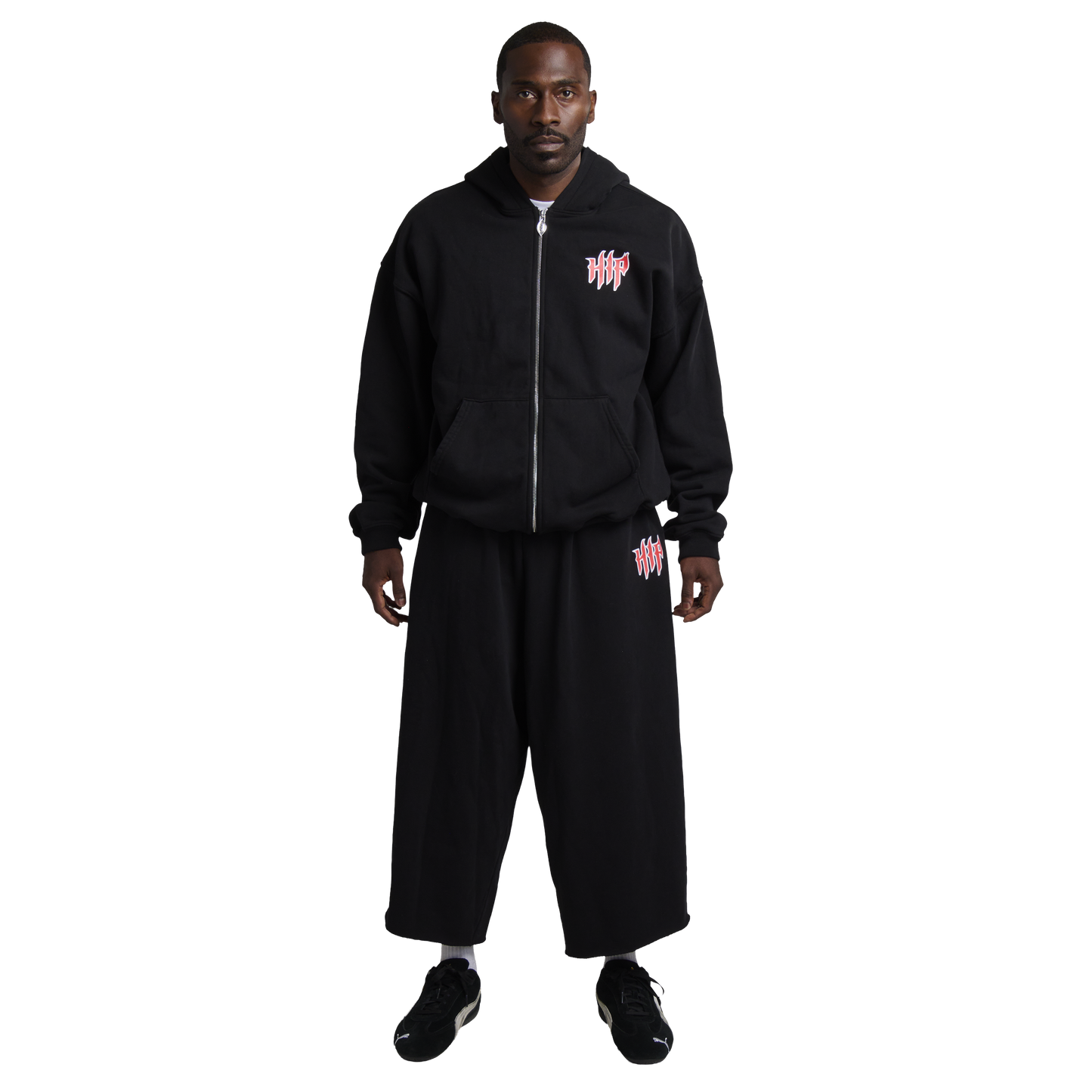 GRUNGE CORE ZIP HOODIE BLACK/RED