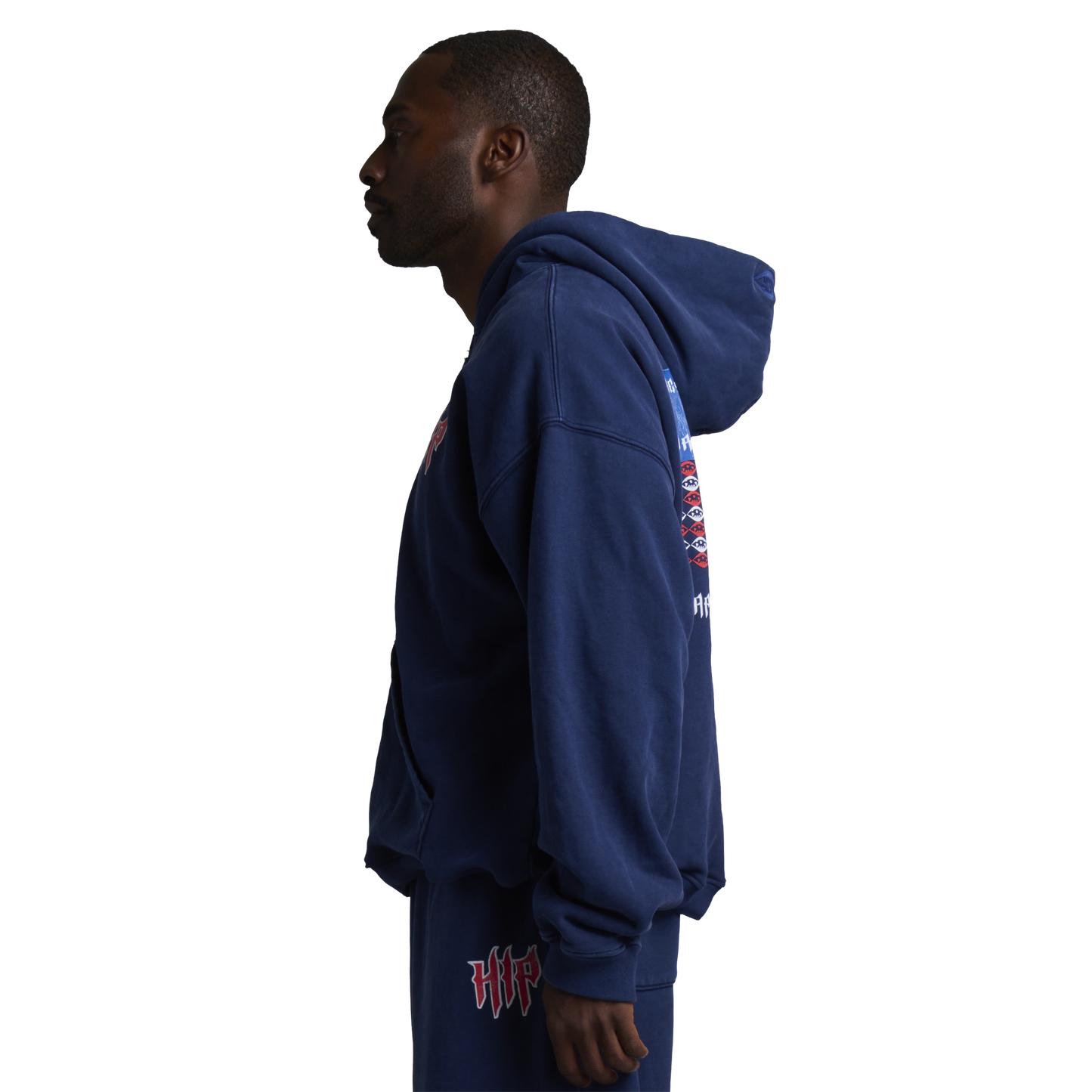 GRUNGE AMERICA ZIP HOODIE - VINTAGE BLUE