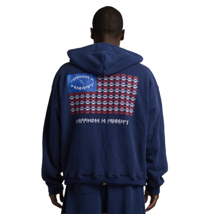 GRUNGE AMERICA ZIP HOODIE - VINTAGE BLUE