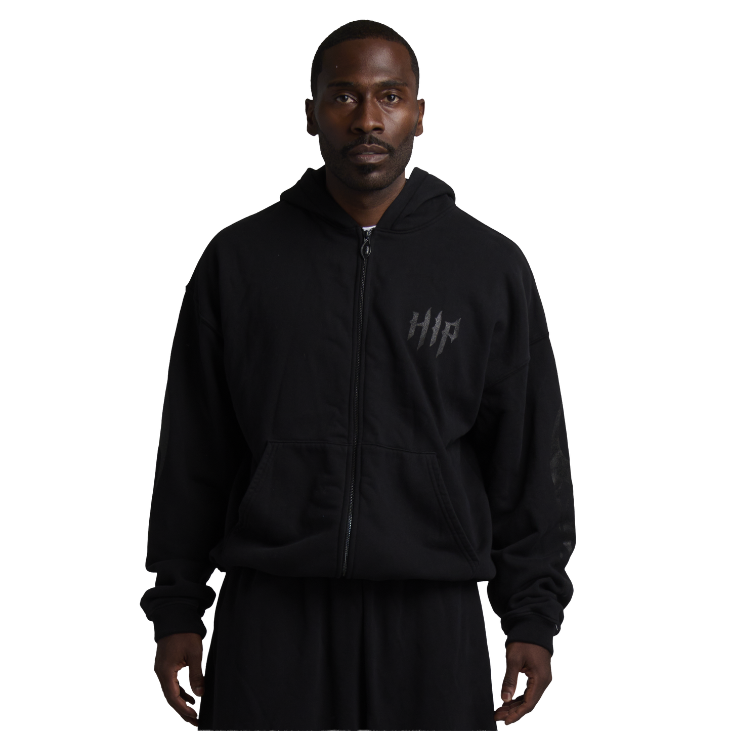 GRUNGE FLAME ZIP HOODIE - NOIR