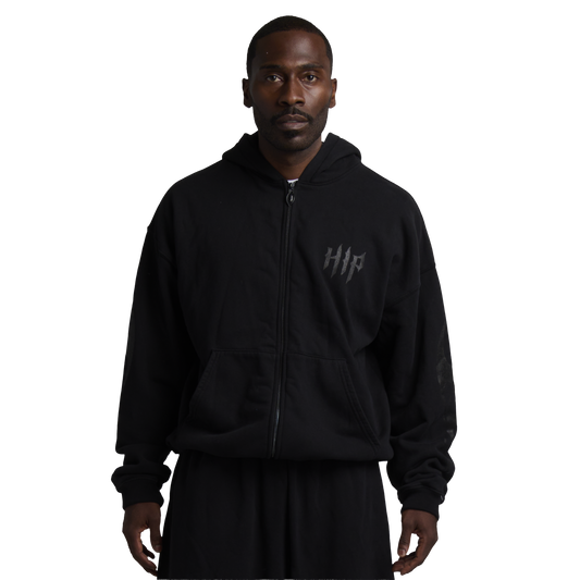 GRUNGE FLAME ZIP HOODIE - NOIR