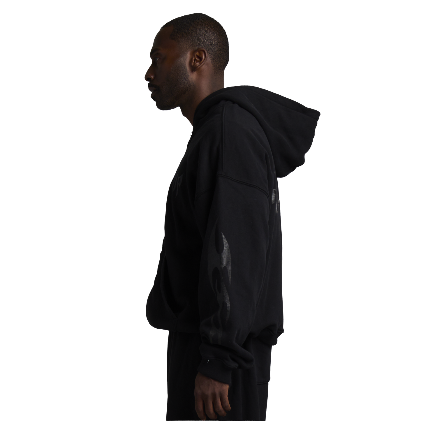 GRUNGE FLAME ZIP HOODIE - NOIR