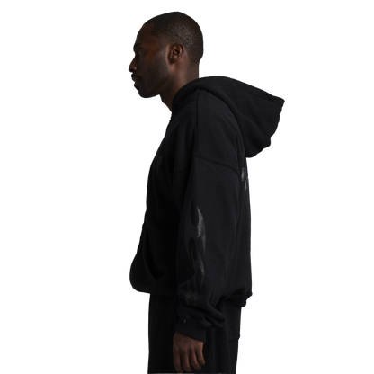 GRUNGE FLAME ZIP HOODIE - NOIR