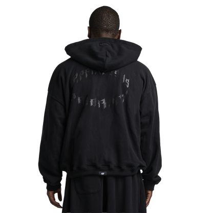 GRUNGE FLAME ZIP HOODIE - NOIR