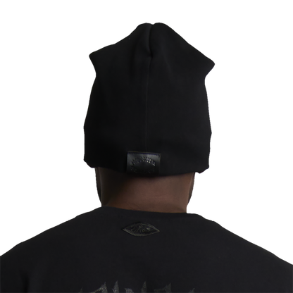 GRUNGE ROCKSTAR LEATHER TOQUE - NOIR/RED