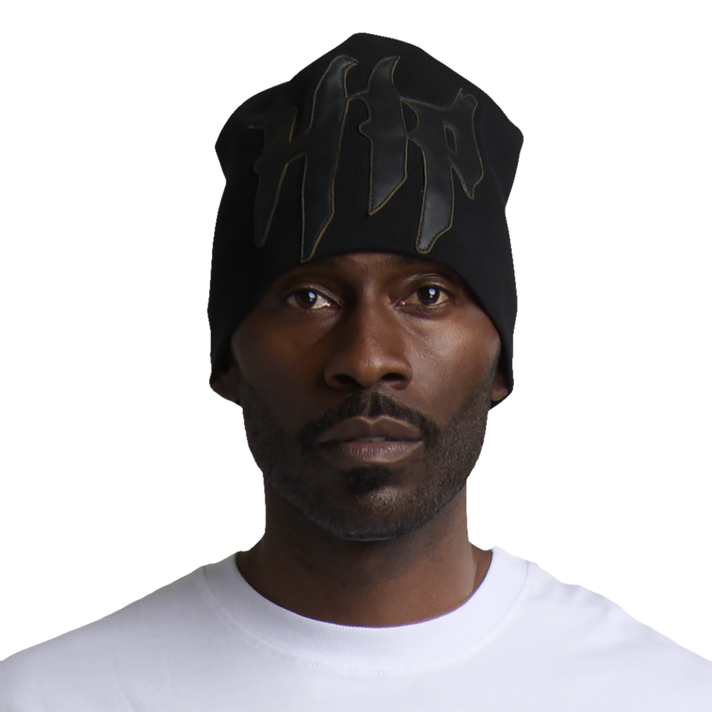 GRUNGE ROCKSTAR LEATHER TOQUE - NOIR