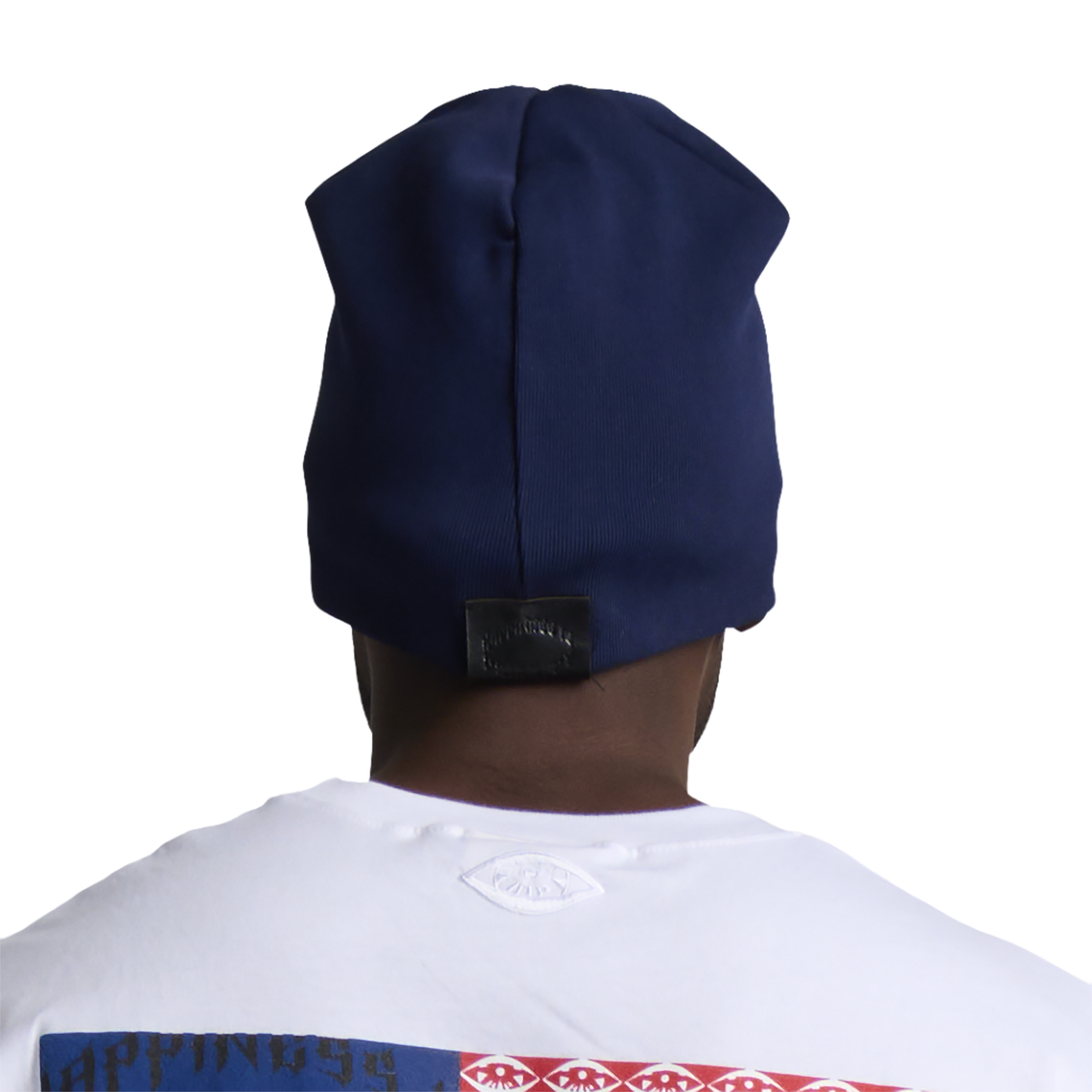 GRUNGE ROCKSTAR LEATHER TOQUE - NAVY/RED