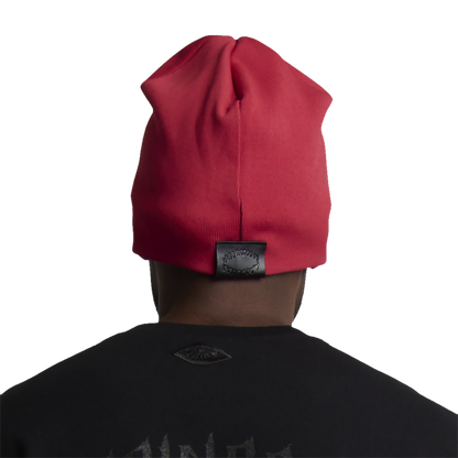 GRUNGE ROCKSTAR LEATHER TOQUE - RED/NOIR