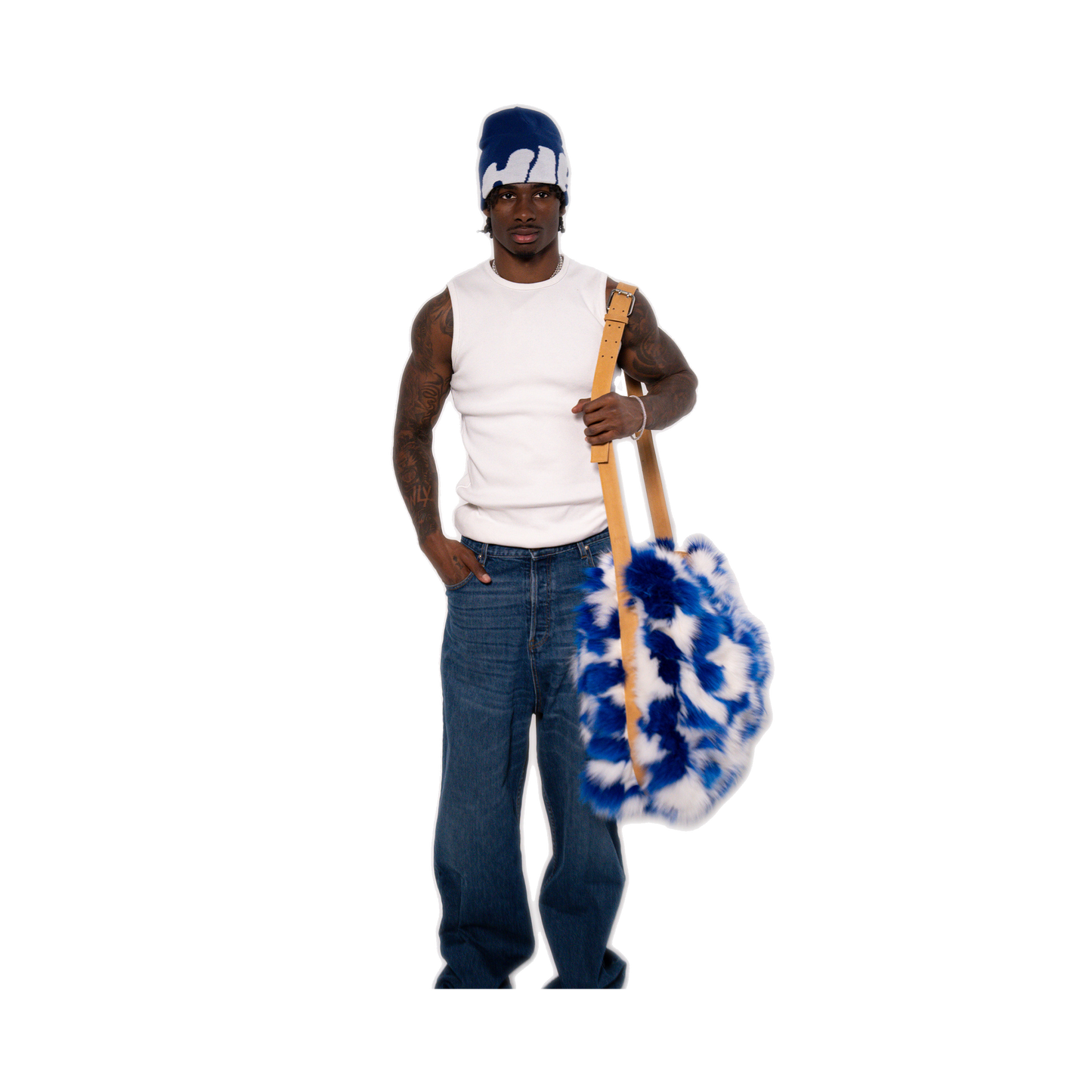 RABBIT SHOULDER BAG - BLUE & WHITE